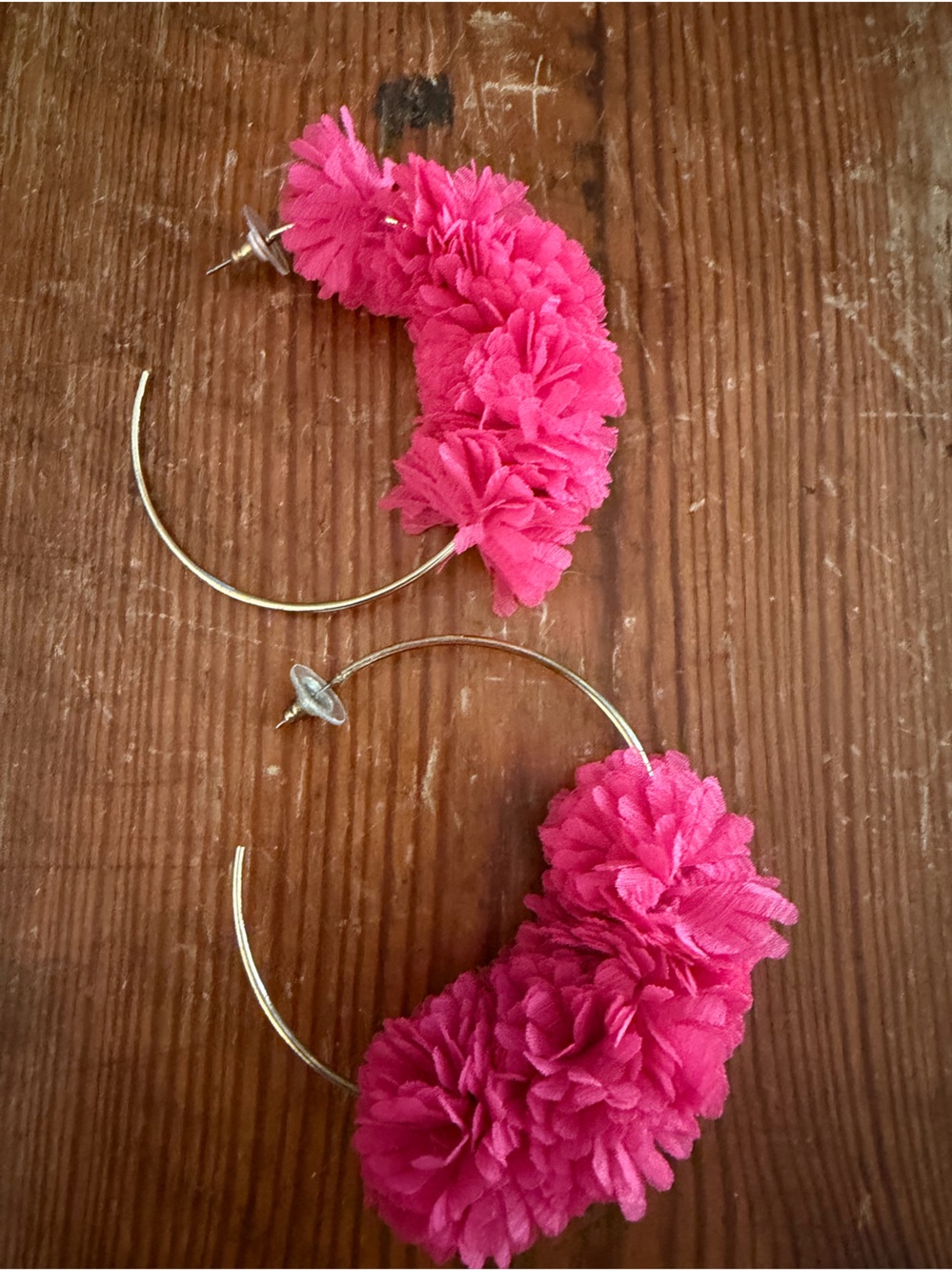 Pink Floral Hoop Earrings